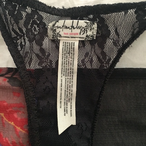 Free People over under black floral lace blouse body suit XS - Picture 4 of 5